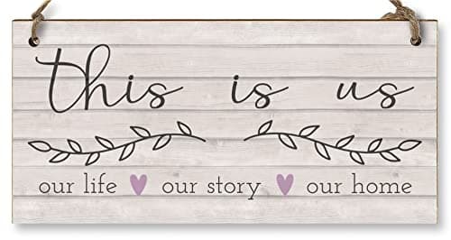 Image of The Plum Penguin Handmade Wooden Hanging Wall Plaque This Is Us Our Life Our Story Our Home Sentimental Decorative Sign Family