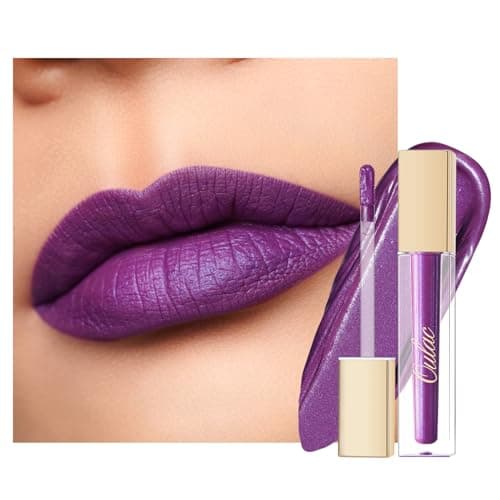Image of Oulac Matte Liquid Purple Lipstick for Women, Violet Long Lasting Lip Gloss, Waterproof, Highly Pigmented Creamy Formula Lipstick with Vitamin E, Vegan, 4.5ml (MS04)