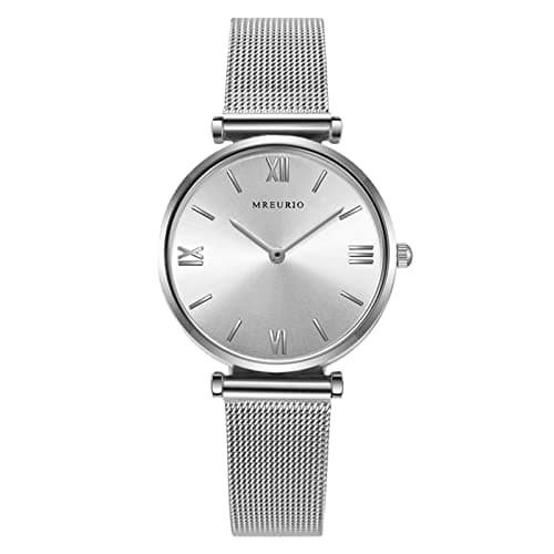 Image of Simple Fashion Trend Women's Watch - Quartz With Milanese Mesh Strap, Large Face (Silver, One Size)