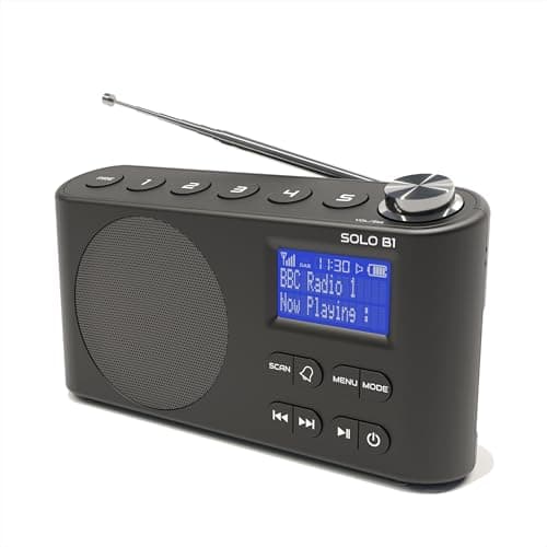 Image of DAB/DAB+ & FM Portable Digital Radio | Bluetooth | Rechargeable Battery | Dual Alarms & Sleep Timer | Perfect for Home, Office or Outdoors | AZATOM Solo B1 (Black)