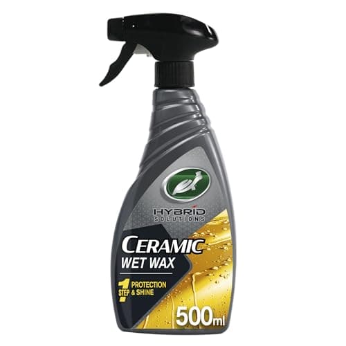 Image of Turtle Wax Hybrid Solutions Ceramic Wet Wax, Spray on Car Wax for 1-Step High Gloss Shine and Ceramic Coating Protection for Paint, Wheels,Glass and More, Extreme Water Beading, 500 ml