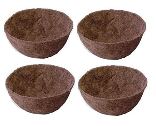 Image of Ambassador Set of 4 Natural Coco Hanging Basket Liners Cupped Shaped Coco Liner For 14 Inch Basket