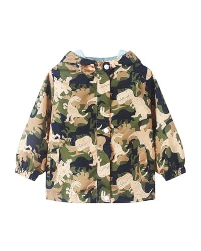 Image of JiAmy Boys Girls Waterproof Jacket, Kids Rain Coat Toddler Spring Autumn Coat Camouflage for 6-7 Years