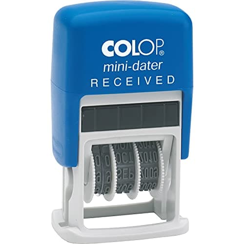 Image of COLOP S160/L1 RECEIVED Mini Dater Stamp - Blue/Red | 105241 | 2 Colour Office Date Stamp