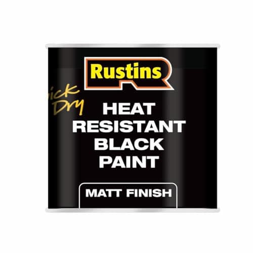Image of RUSTINS HRMB250 Quick Dry BlackPaint, Heat Resistant Black Paint 250ml