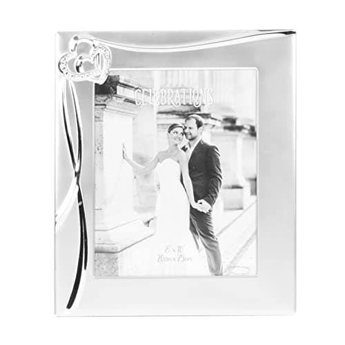 Image of Silver Plated Photo Frame Wedding Anniversary 8" x 10" with Hearts and Crystals