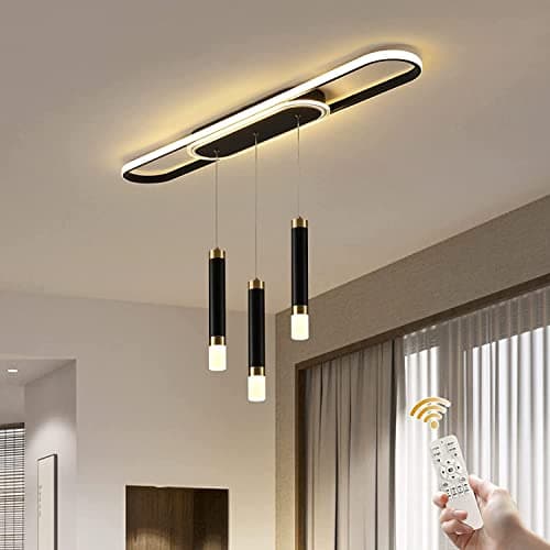 Image of Oninio LED Pendant Light with 3 Dimmable Lights with Remote Control Ceiling Pendant Light for Kitchen, Dining Room, Living Room, 100 cm