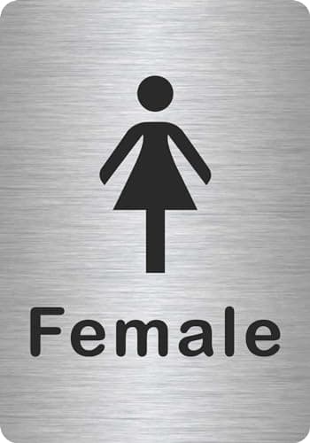 Image of Customcard Ltd Female sign for changing rooms, toilet, lockers, brushed silver finish with tape on the back