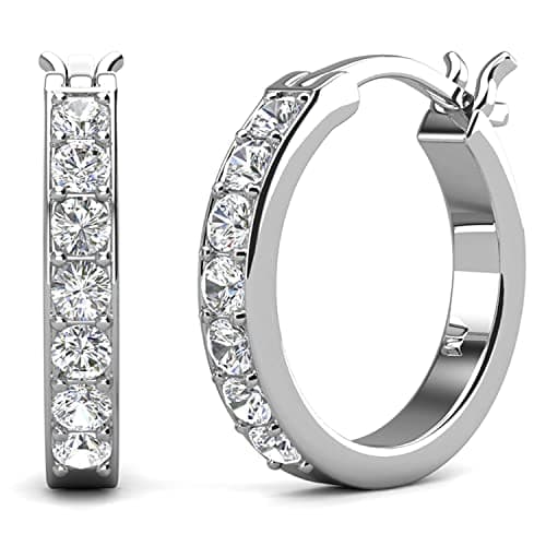 Image of Hoop Loop Earrings for Women18K White Gold with Sparkling Element Crystal with Jewellery Box for Women Wife Mother Daughter (EU-HOOP7)