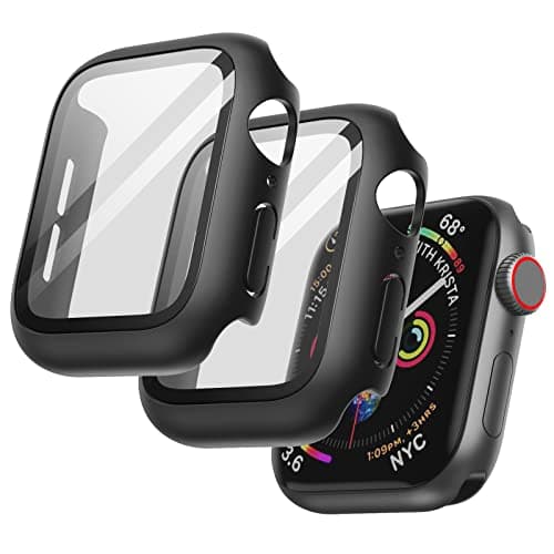 Image of JETech Case with Screen Protector for Apple Watch SE 3/2/1 (2025/2022/2020) / Series 6 5 4 40mm, Overall Protective Cover, Built-in Tempered Glass Film High Sensitivity, 2 Pack (Black)
