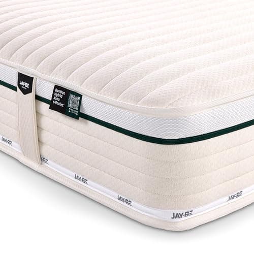 Image of JAY-BE Natural Fresh 2000 Double Mattress, 23cm Thick, Hybrid Pocket Sprung, Medium Mattress, Better Bamboo Cotton & Mint Infused Fillings, 4ft6 Double (190 x 135 x 23cm)