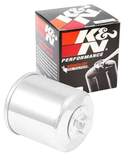 Image of K&N Powersports Oil Filter - Spin-On 71x77mm compatible with Suzuki, Aprilia, Kymco, Arctic Cat, Cagiva, Bimota, Kawasaki, Sachs (KN-138C),Chrome