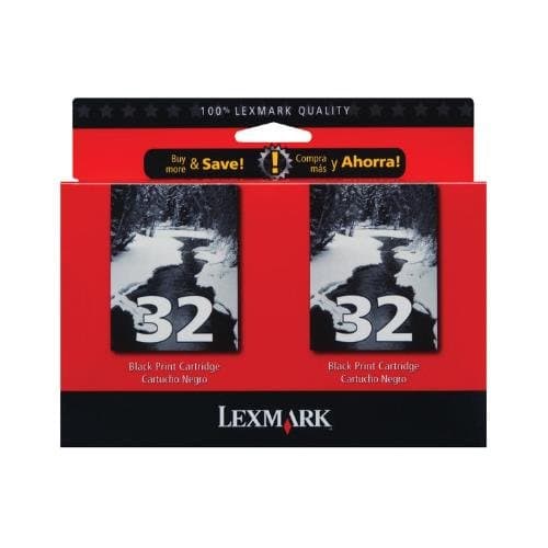 Image of Lexmark # 32 Black Ink Cartridge Twin Pack Black Ink Cartridge with Chip – Inkjet cartridges (Black,)