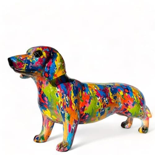 Image of Lesser & Pavey Dog Figurine Decoration Animal Splash Art Dachshund Art Display Home Ornament