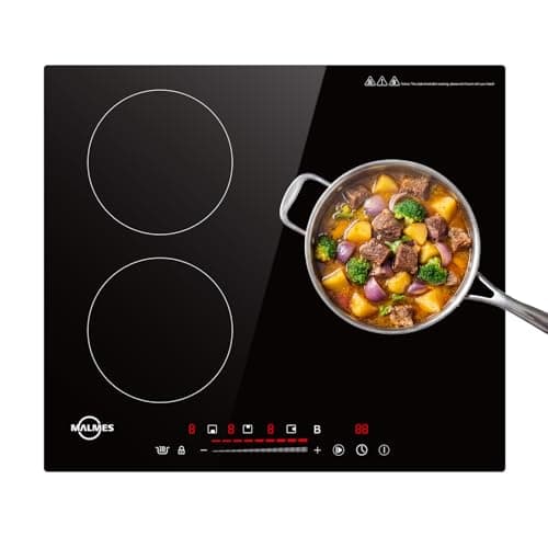 Image of MALMES 60 cm Induction Hob with 3 Cooking Zone,Built-in Ceramic Hob 5500W,Electric Induction Hob with Booster, Touch Control 9 Levels, Timer, Child Lock, Safety Sensor, No Plug D60474H2