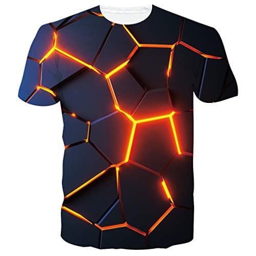 Image of Goodstoworld Red Lava Mens T Shirt Funny 3D Printed Cool Tee Shirt Graphic T-Shirts Womens Vintage 90S Teen Boys Gifts, M