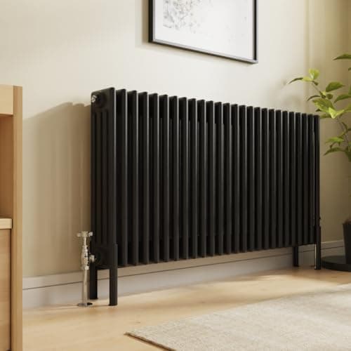 Image of NRG Traditional 4 Column Horizontal Radiator 600x1190mm Black Central Heating Radiators