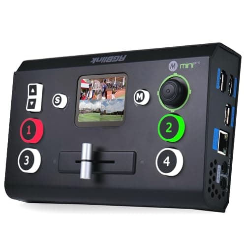 Image of RGBlink Mini-pro Video Switcher with 4 x 4K HDMI Inputs 2HDMI 1USB3.0 Outputs Multi Camera Video Mixer Switcher with 2 Inch Touch Screen Ideal for Live Streaming Worship Gamers Live Events