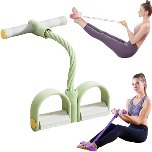Image of Multifunction Tension Rope, 6-Tubes Tension Rope Pedal Resistance Band, Multi-Functional Fitness Band Elastic Sit-Up Pull Ropes Fitness Equipment with Handle for Home Gym Yoga (Green)