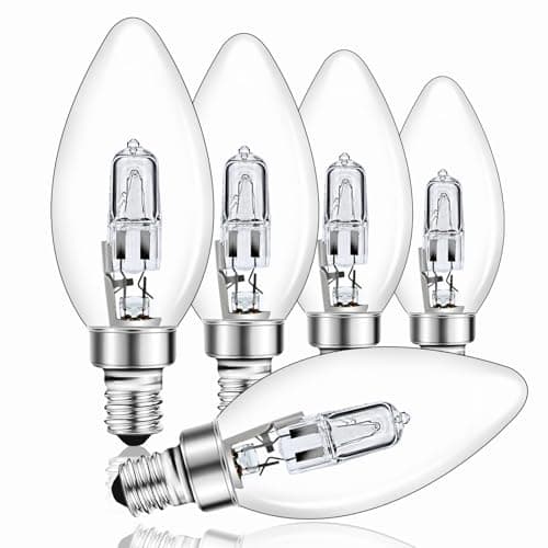 Image of Caldarax E14 28W Candle Light Bulbs Dimmable, Clear Glass C35 E14 SES Small Edison Screw Bulb, 350LM Warm White 2700K Candle Bulb for Chandelier, 230V, Pack of 5