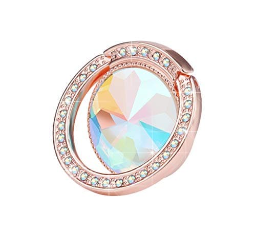 Image of lenoup Glitter Bling Bling Phone Ring Holder,Sparkle Phone Ring Grip Artificial Diamond Stand,Rhinestone Cell Finger Ring for Phones,Pad(Rose Gold)