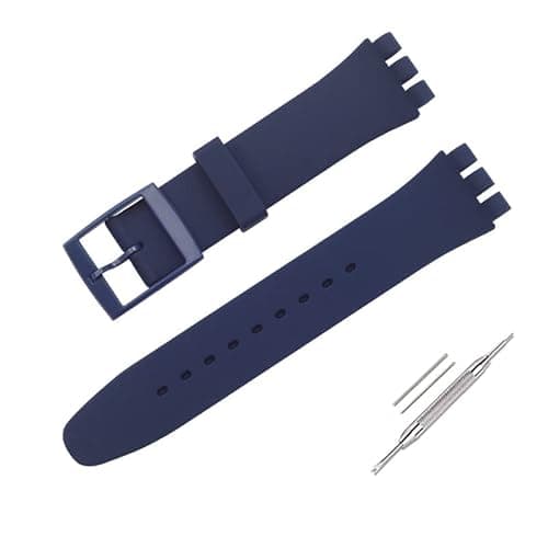 Image of OLXIYOC Watch Strap for Swatch, Silicone Waterproof Watch Strap (20mm, Navy blue)