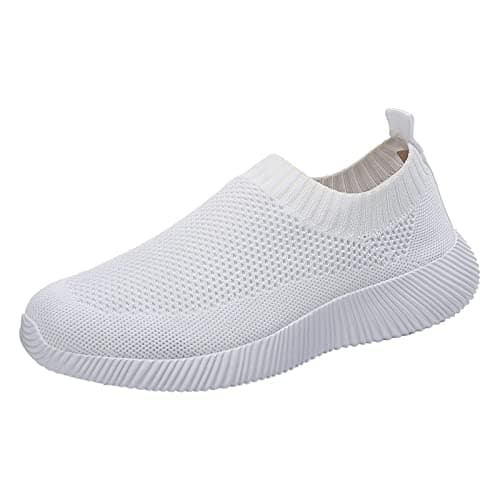 Image of Generisch Trainers Women's Comfortable Sports Shoes Product Category Women's Trainers - Product Title for Running Shoes Outdoor Mesh Walking Lightweight Lace-Up Shoes, White, 7 UK