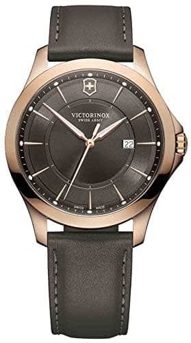 Image of Victorinox Men’s Watch Alliance Ø 40 mm, Swiss Made, Analogue Quartz, Water-Resistant up to 100 m, Sapphire Glass, Leather Strap, Brown/Rosé Gold