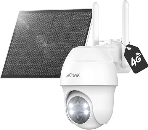 Image of ieGeek 4G LTE Cellular Solar Security Camera Outdoor Wireless with SIM Card, No WiFi 2K Battery CCTV Camera Systems, Unlimited Data Plan, Color Night Vision, Motion Detection, Two-way