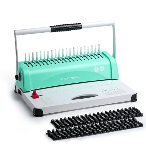 Image of OFFNOVA Binding Machine, 21-Hole 450 Sheets Paper Comb Binding Machine for Letter Size / A4 / A5 Paper, Easy to Punch Handle, Adjustable Margin, Book Binder with 100 PCS 3/8'' Comb Binding Spines