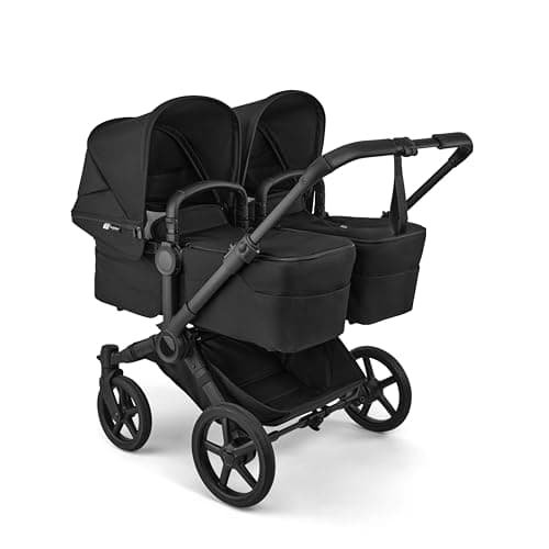 Image of Bugaboo Donkey 6 Twin Stroller, Side-by-Side Convertible Pushchair for Newborn and Toddler Twins from Birth, Reversible Seat, Easy to Maneuver All-Terrain Wheels and One Hand Steering, Heritage Black