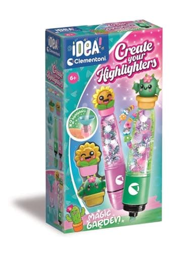 Image of Clementoni Idea – Create Your Highlighters Garden, Creative Kit for Children 6+ Years, Customisable Highlighters with Decorations and Characters, 18397