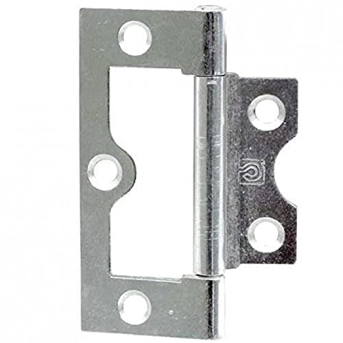 Image of Merriway BH03827 (2 Pcs) Bright Zinc Plated Flush Door Cupboard Hinge, 63 mm (2.1/2 inch) - Pack of 2 Pieces