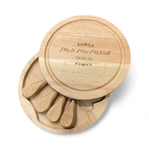 Image of Rutherfords Gifts Personalised Cheese Board - Engraved Wedding Birthday Kitchen Gift