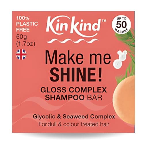 Image of KinKind Hair Gloss Shampoo Bar. Make me SHINE! Glycolic Acid & Seaweed Shampoo for Coloured & Dull Hair. The ONLY Glycolic Gloss shampoo and conditioner bars for hair UK Made. Vegan. Up to 50 Washes