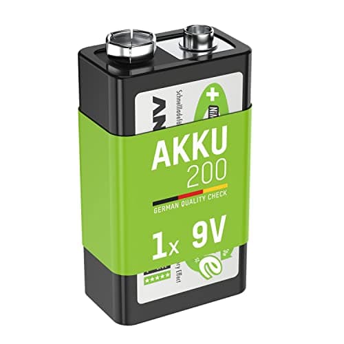 Image of ANSMANN 9V Block Battery [Pack of 1] Long Lasting Low Self Discharge Rechargeable Square 9V E-Block 200mAh NiMH MaxE Pro Batteries for Microphones, Multimeters, Clock Radios, Walkie Talkies, Toys