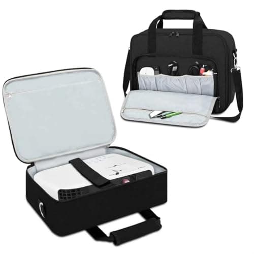 Image of Projector Carry Case, Projector Bag with Accessories, Storage Bags, Adjustable Shoulder Straps, Portable Carry Bag, Compatible with Epson BenQ ViewSonic and Mini Projectors (Black)