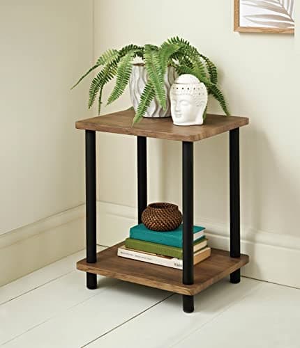 Image of Homme Concept - 2 Tier End Table with Storage, Side Table, Nightstand, Coffee Table for Living Room, Hallway, Bedroom, Home Office, Home Décor Norsk Industrial Design (2 Tier, Walnut Black)