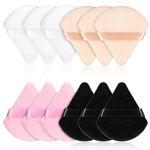 Image of Pinenuts 12 Pcs Triangle Powder Puff, 4 Colors Makeup Puff, Soft Body Sponge Foundation Cosmetic Makeup Tool, Wet & Dry Dual-Use Powder Puff Pads for Mineral Powder and Loose Powder