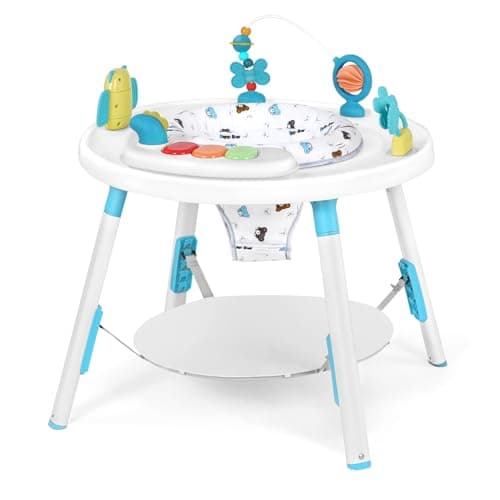 Image of UBRAVOO Baby Activity Center,3-in-1 Baby Bounce Along Toys with Removable Toys and 360° Rotating Seat - Ideal for Infant Development and Entertainment (Blue)