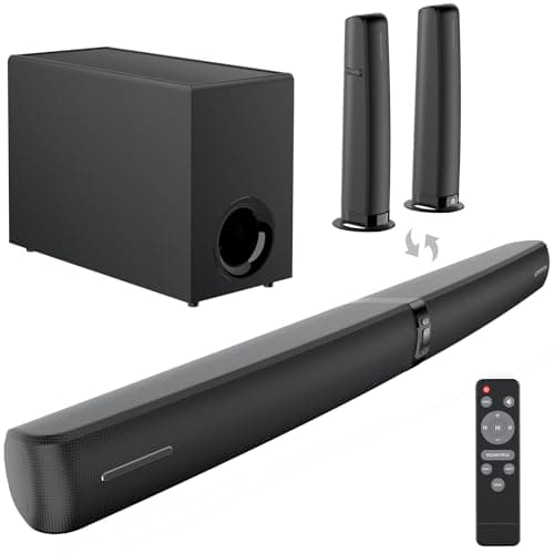 Image of Sound Bar with Subwoofer for TV, 2 in 1 Detachable 120W Soundbar Speaker with Deep Bass & Volume Boost & 3 Modes, Compatible with Bluetooth5.3 /ARC/Opt/AUX for TV/PC/Gaming/Projectors (Black) 1Pcs