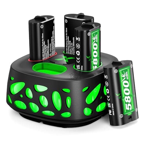 Image of 5800mWh Battery for Xbox One/Xbox Series S/X/Xbox One S/X, 4 x 5800mWh Rechargeable Battery 10 Colors RGB LED Mode 2.5H Fast Charging Station for Xbox Series S/X/Xbox One/One S/X/One Elite (RGB Mode)