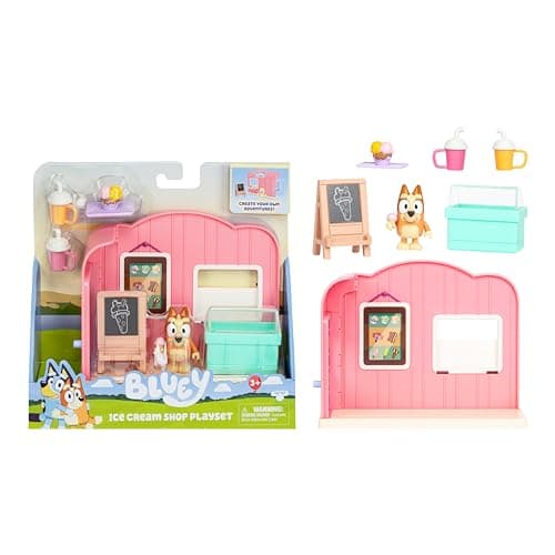 Image of Bluey Mini Playsets Bluey Ice Cream Shop Playset Includes Articulated Bingo Figure And Accessories