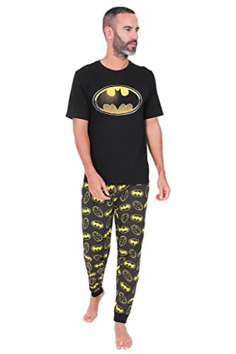 Image of BATMAN Mens Character Cotton Pyjamas Sizes S to 2XL (XX-Large) Black