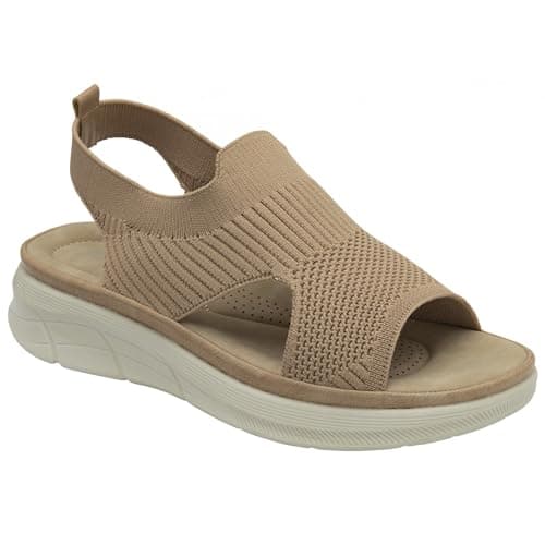 Image of DUNLOP Leslie Slingback Sandals (Cream, UK Footwear Size System, Adult, Women, Numeric, Medium, 4)