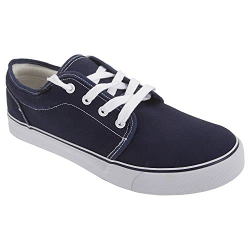 Image of Dek Boys 4 Eye Padded Canvas Deck Shoes - Navy Blue, 3 UK - Textile Upper, Rubber Sole