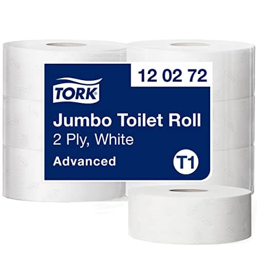 Image of Tork Jumbo Two Ply Toilet Paper Rolls Compatible with T1 Jumbo Toilet System, Pack of 6 Rolls (6 x 1800 Sheets)