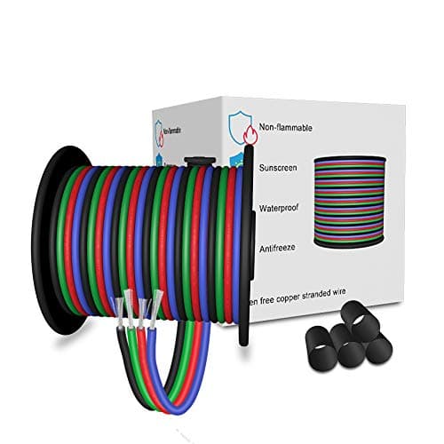 Image of LEADTOPS 22AWG 4pin LED Electric RGB Wire 22 Gauge 33FT/10M 4x0.3mm² Extension Cable 4 Core for RGB LED Strip 5050 3528