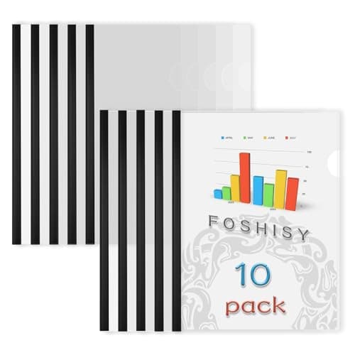 Image of FOSHISY A4 10 Pack Clear Report Covers with Sliding Bars, 9mm Sliding Bar Report Covers, 40 Sheet Capacity, Black