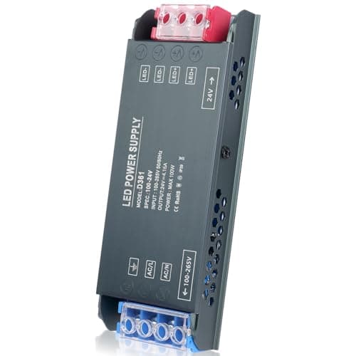 Image of AXFEE 24V 100W LED Driver Transformer, 240V AC to 24V DC 4.16A Power Transformer, Constant Voltage Driver Adapter, Ultra Slim Low Voltage LED Power Supply Unit for Strip Light, Light Bulbs, Wall Lamp